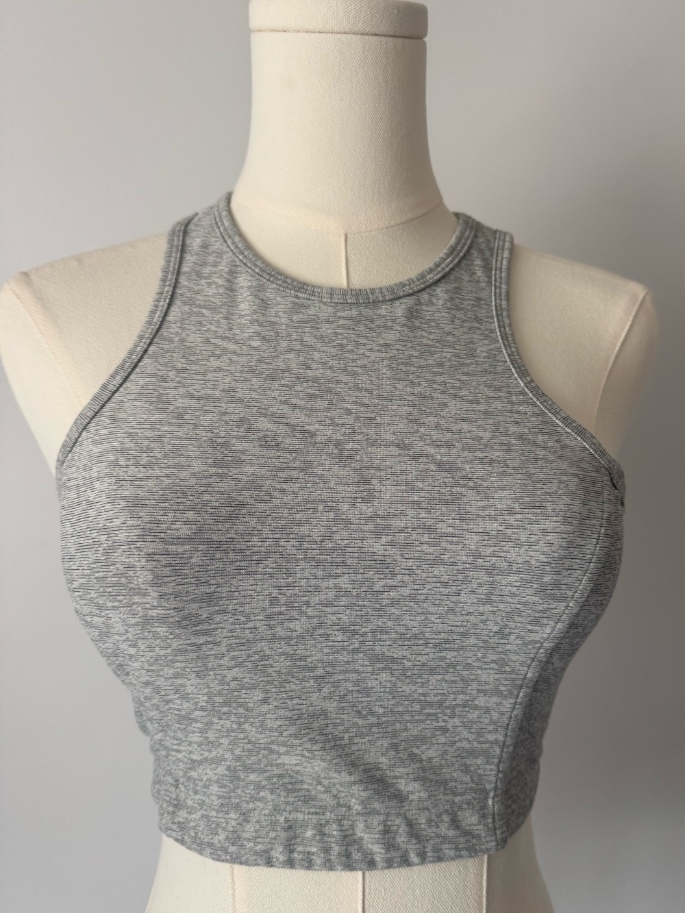 Outdoor Voices Athena Crop Top High Neck Racerback Tank Heather Grey Small